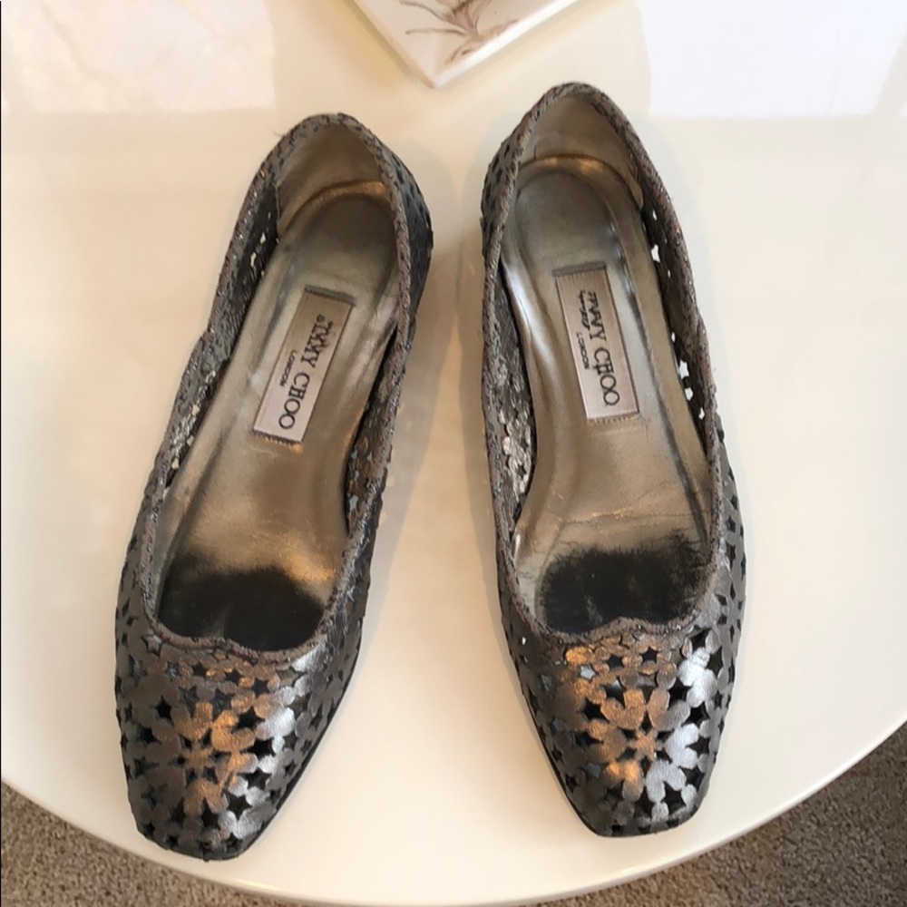 Jimmy Choo metallic grey flats